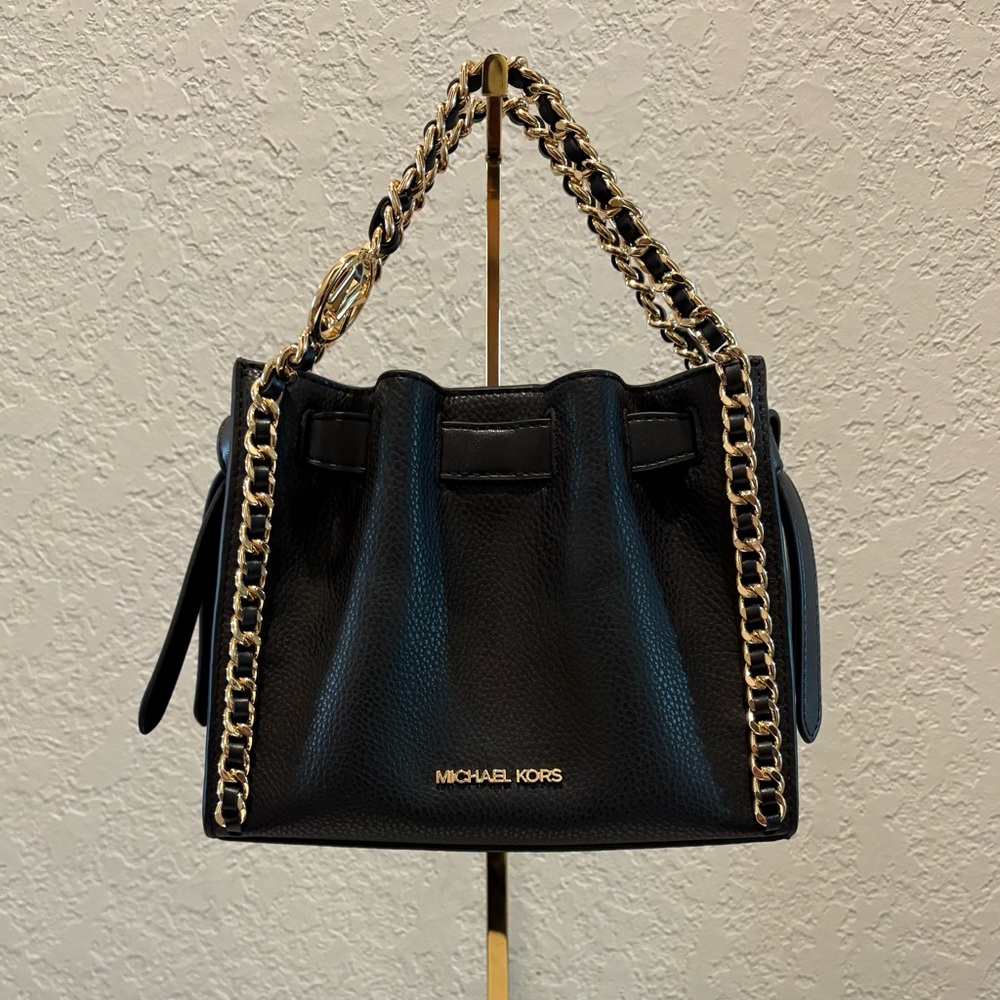 Michael Kors Black Leather Mina Chain Crossbody Shoulder Bag NWT - Picture 6 of 7